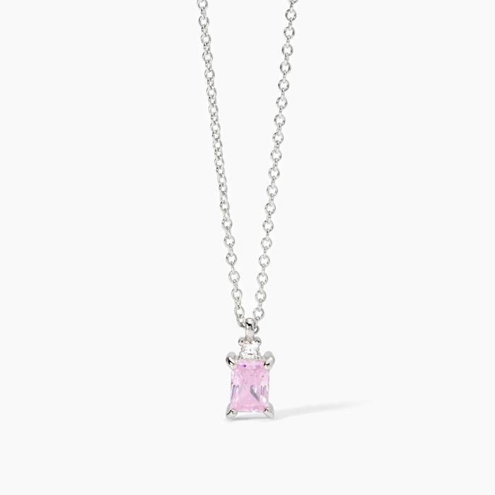 Girocollo in argento con zircone rosa BATTITO