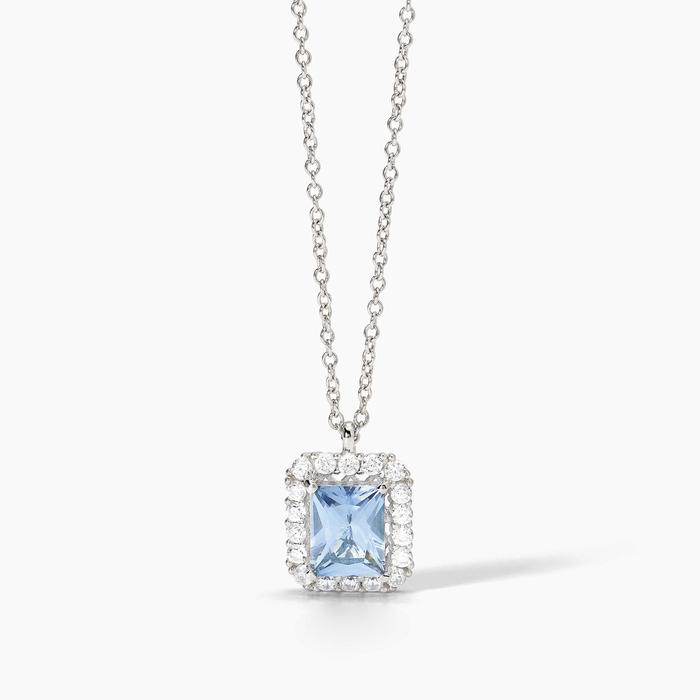 Collier ras du cou en argent avec aigue-marine synthétique INFINITE DESIRE