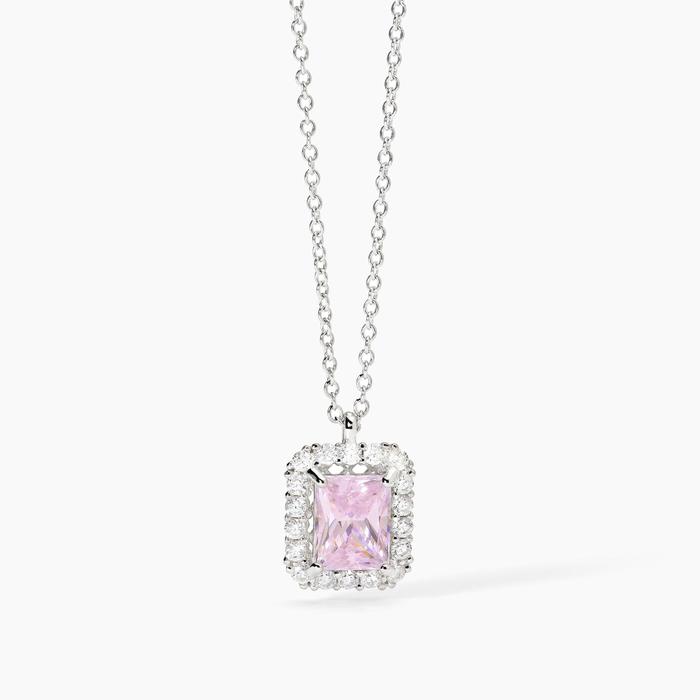 Girocollo in argento con zircone rosa DESIDERIO INFINITO