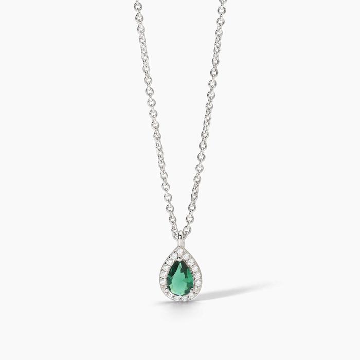 Silver choker with synthetic emerald and zirconia COOL OR RÉTRO?