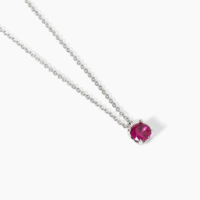 Collier ras du cou en argent et rubis synthétique brillant