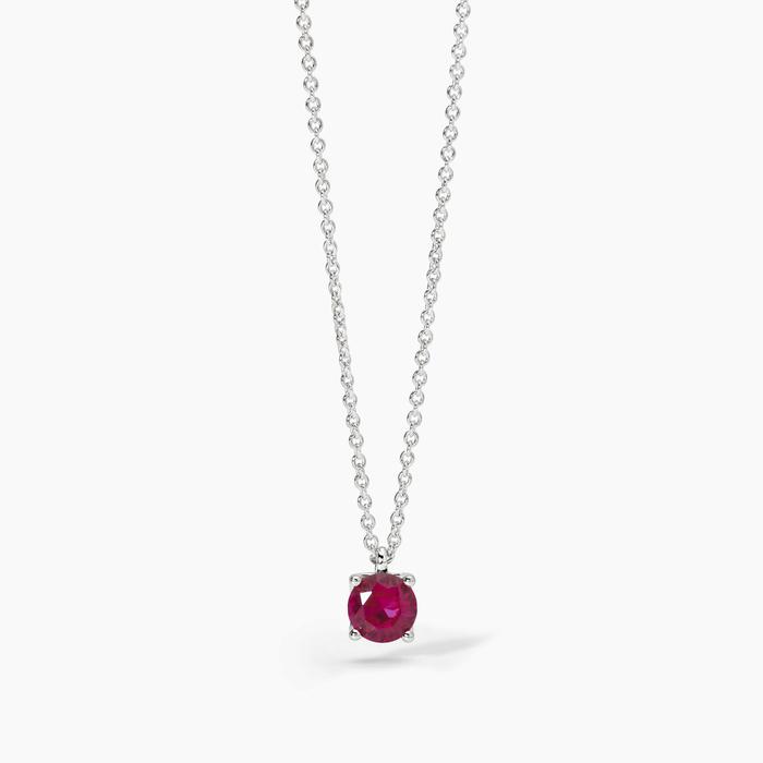 Collier ras du cou en argent et rubis synthétique brillant