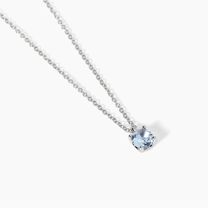 Collier ras du cou en argent et aigue-marine synthétique brillante