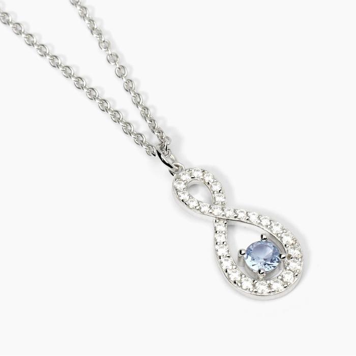 Collier ras du cou en argent avec infini et aigue-marine synthétique ENDLESS
