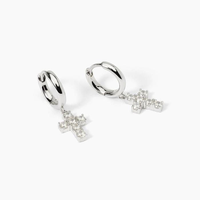 Boucles d'oreilles créoles avec pendentif croix SOUTHERN CROSS