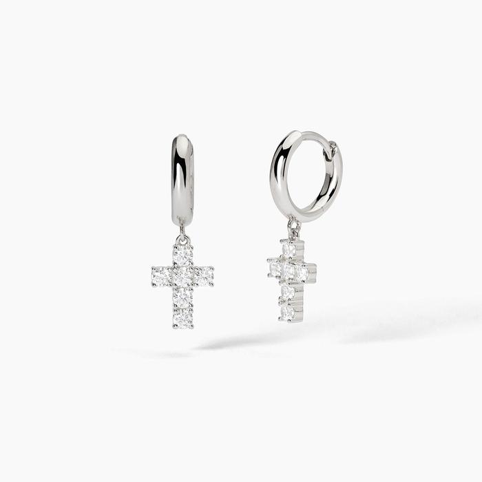 Boucles d'oreilles créoles avec pendentif croix SOUTHERN CROSS
