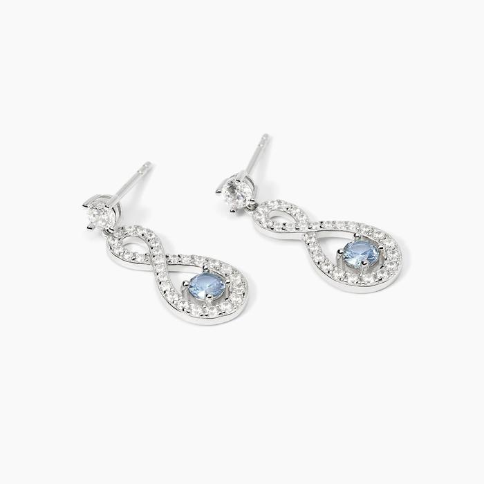 Boucles d'oreilles ENDLESS Infinity et Aigue-marine en argent