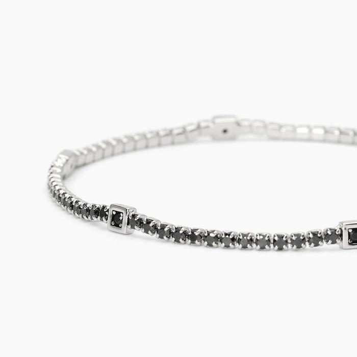 Bracciale tennis in argento con inserti quadrati GENTLEMAN