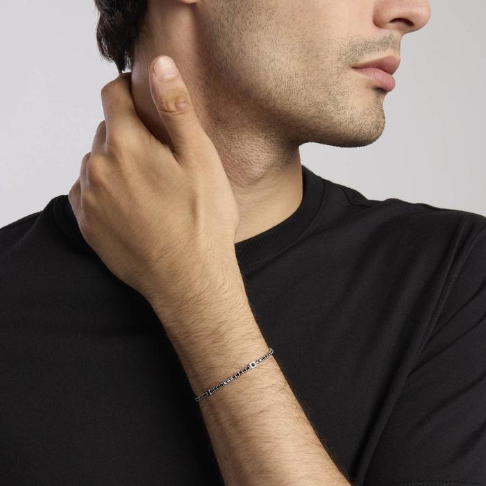 Bracciale tennis in argento con inserti quadrati GENTLEMAN