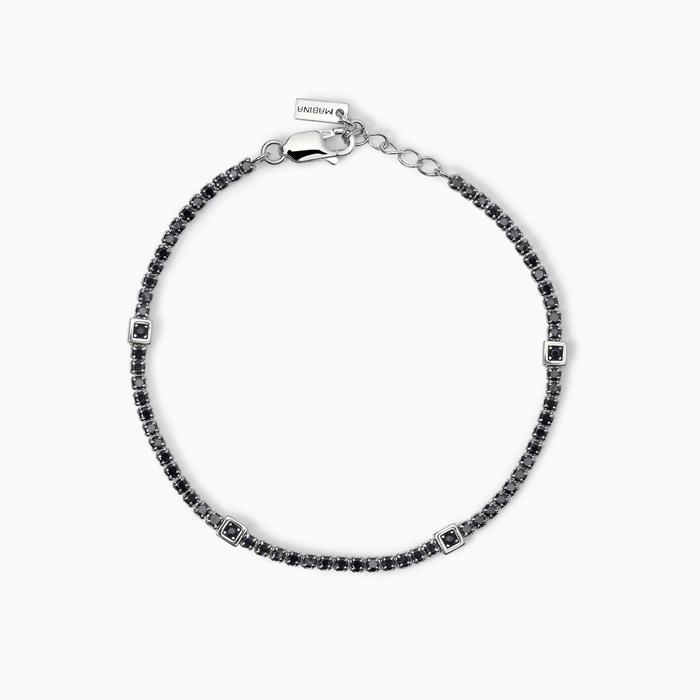 Bracciale tennis in argento con inserti quadrati GENTLEMAN