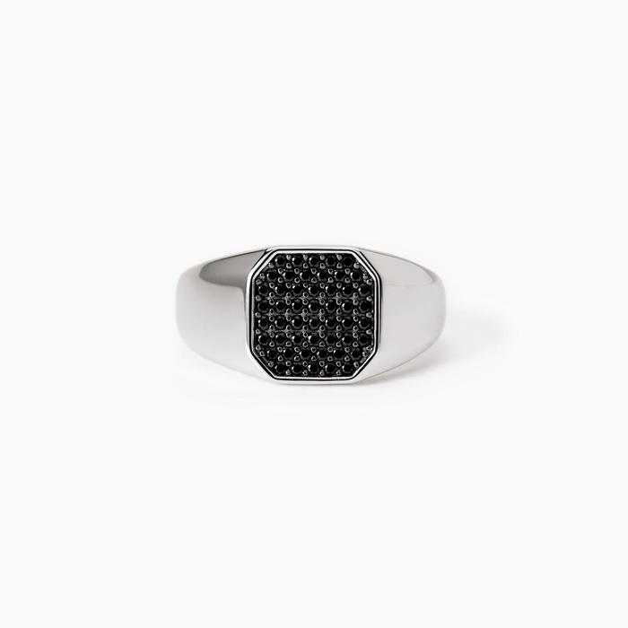 Men's ring in silver with black zirconia Primo Capitano
