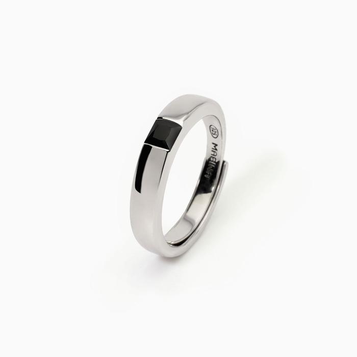 Iconic Black Zircon Men's Silver Ring