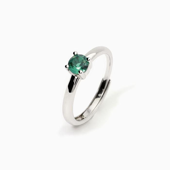 Bague femme Isabel en argent avec émeraude synthétique