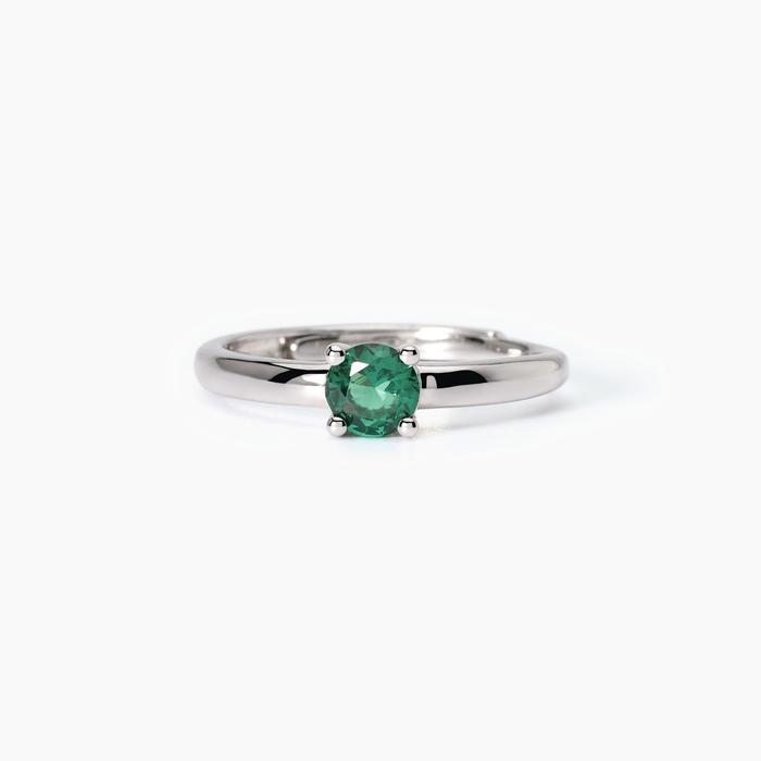 Isabel women's silver ring with synthetic emerald