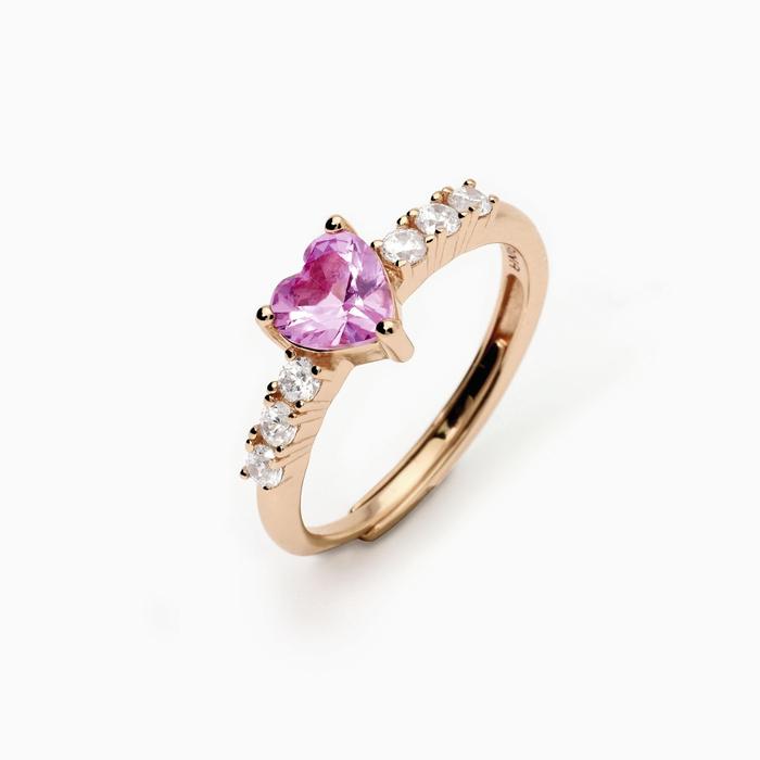 Anello donna con tormalina sintetica e zirconi Rouge