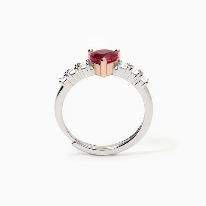 Women's ring with synthetic ruby ​​and zirconia Rouge