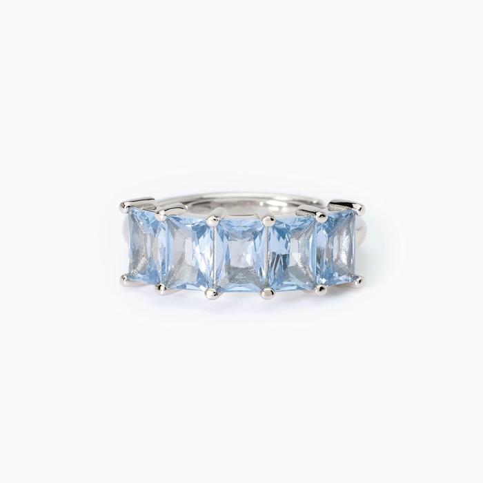 Bague femme en argent avec aigues-marines synthétiques Valentina