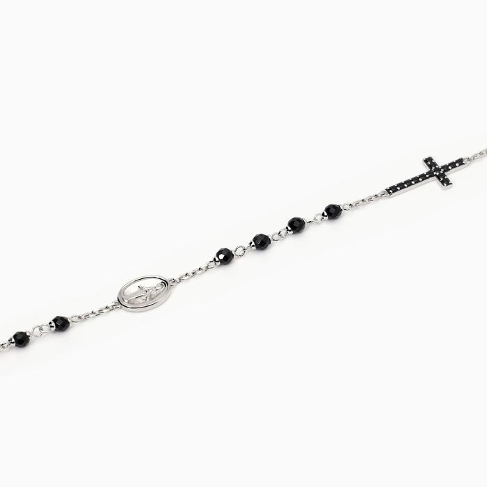 Bracciale uomo in argento con croce e Madonnina Mystical