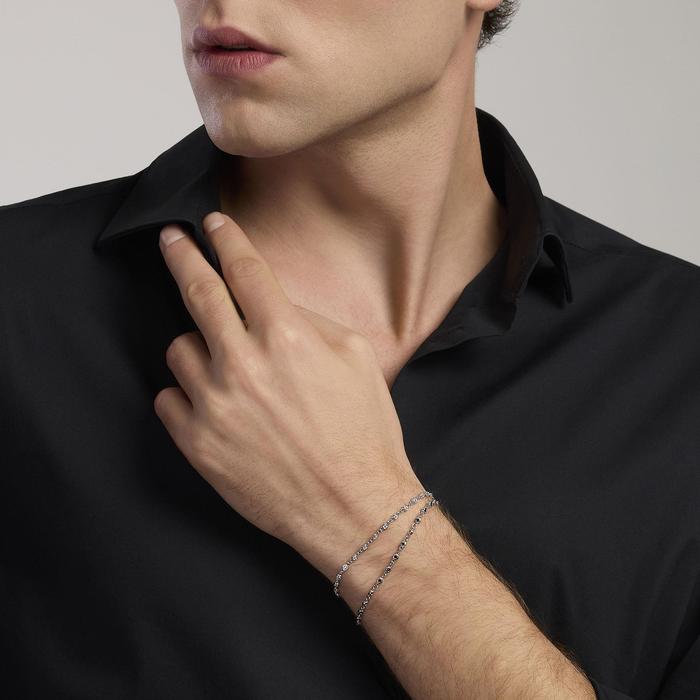 Bracciale uomo in argento con zirconi neri Skyline