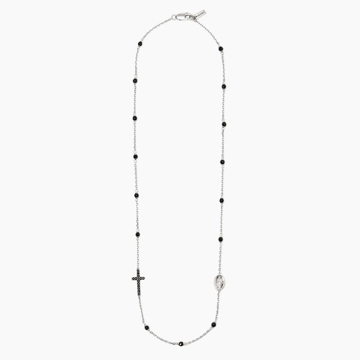 Men's Silver Necklace with Cross and Madonna Mystical