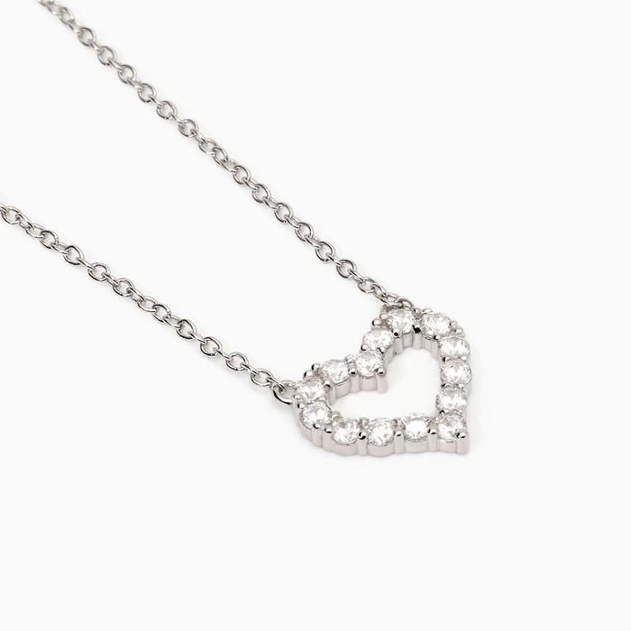 Happy Love Heart and Zirconia Silver Choker