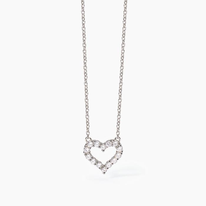 Happy Love Heart and Zirconia Silver Choker