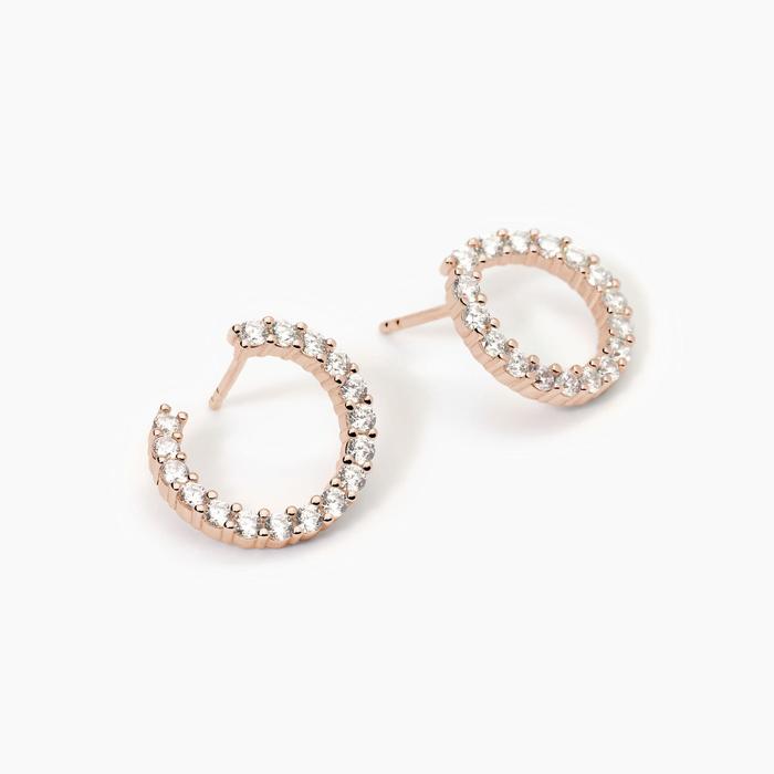 Orecchini in argento placcato oro rosa con zirconi Futurista