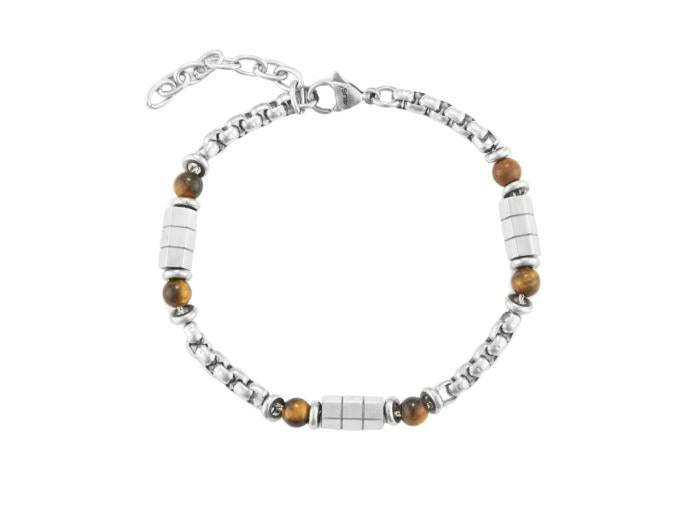 Bracelet Œil de Tigre et Acier