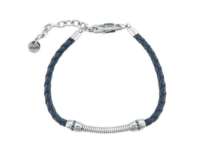 Bracelet en cuir écologique et zircone noire