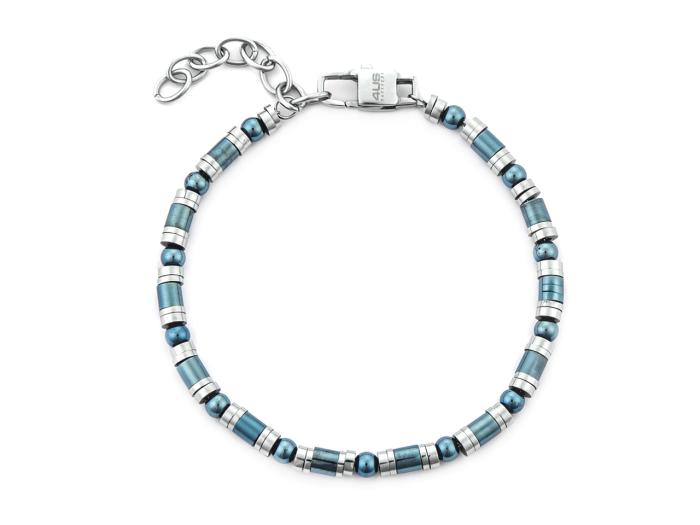 BRACCIALE TUBETTI ACCIAIO E PVD BLU