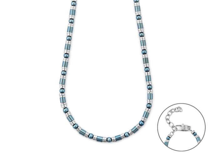 COLLANA TUBETTI ACCIAIO E PVD BLU