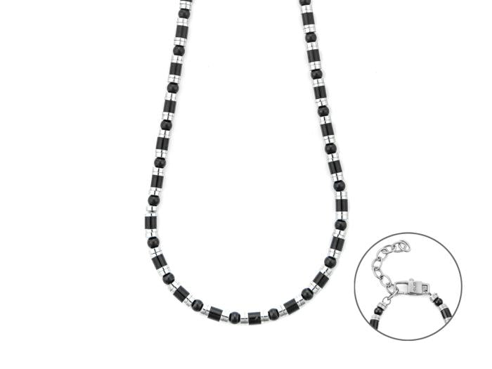 COLLANA TUBETTI ACCIAIO E PVD NERO