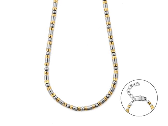 COLLANA TUBETTI PVD ORO E ACCIAIO