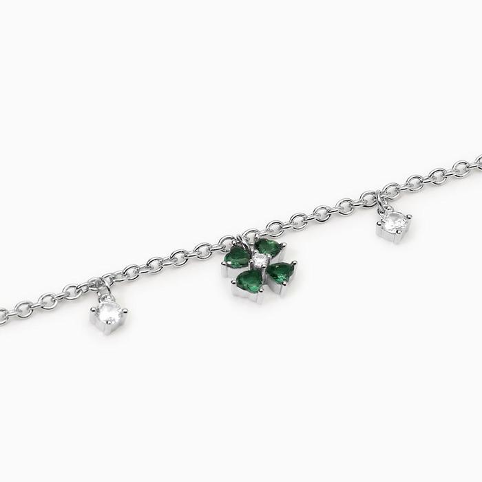 Silver bracelet with four-leaf clover Find me