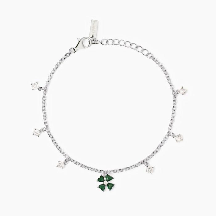 Silver bracelet with four-leaf clover Find me