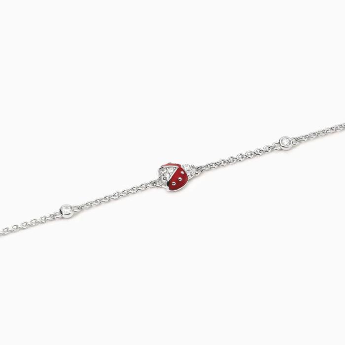 Silver bracelet with chain and ladybug Ladybugs