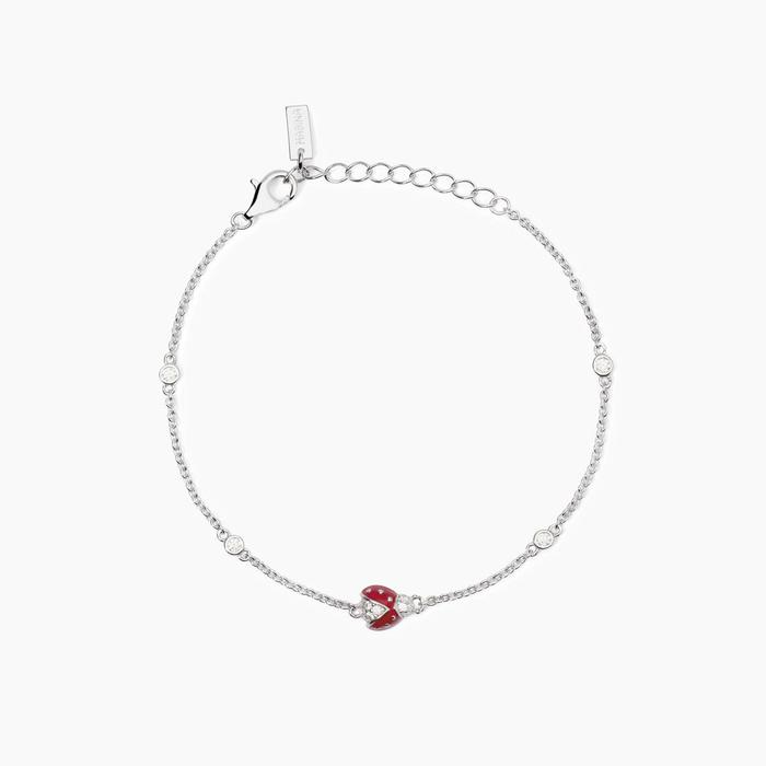 Silver bracelet with chain and ladybug Ladybugs