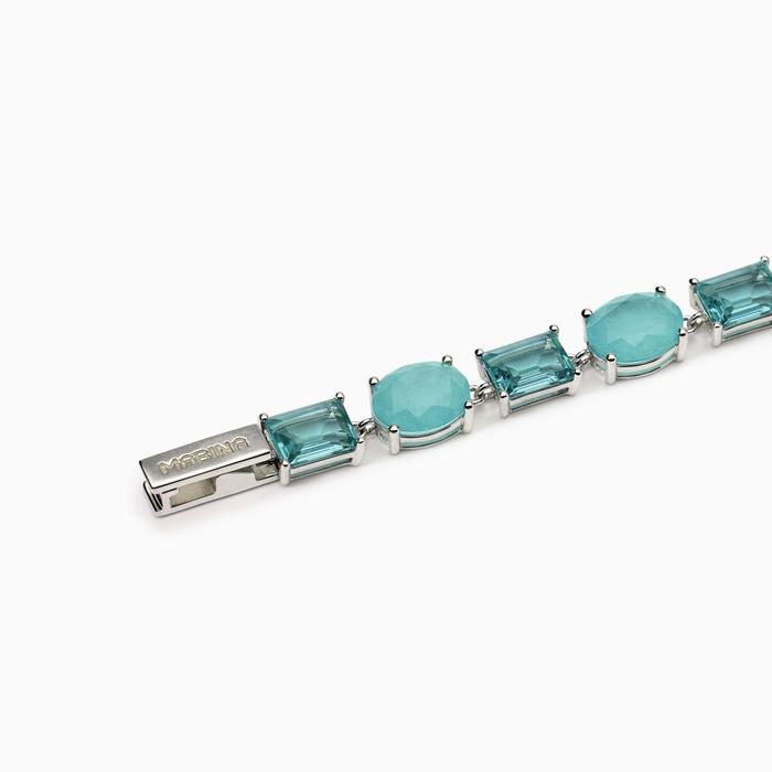 Bracelet en pierre de fusion de verre bleu Santorin