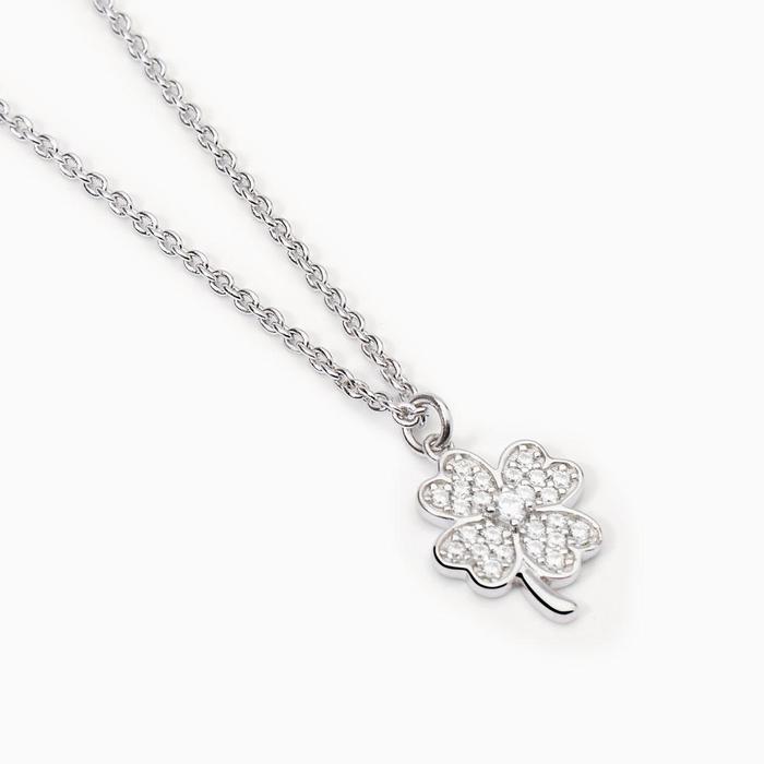Collier ras du cou trèfle en zircone porte-bonheur