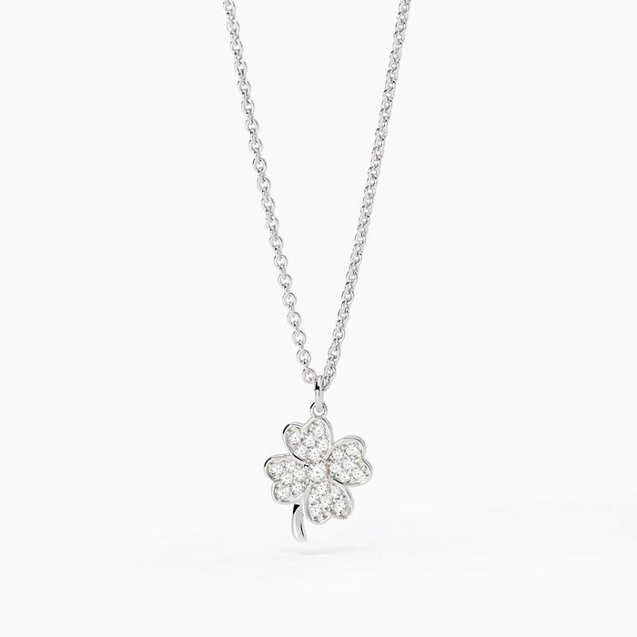 Collier ras du cou trèfle en zircone porte-bonheur