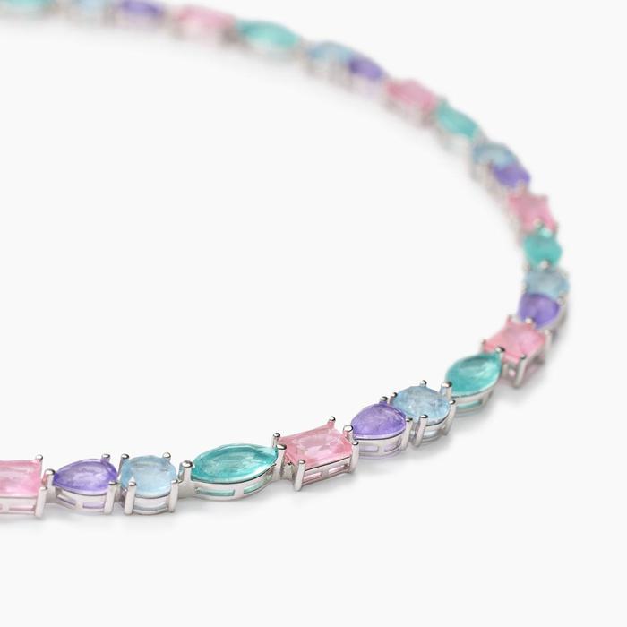 Collier ras du cou en pierres de fusion multicolores Santorini