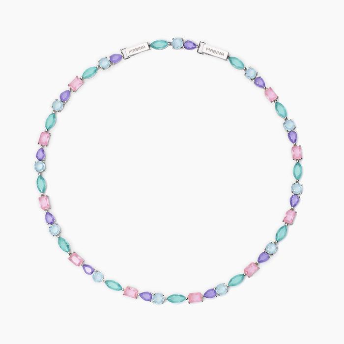 Collier ras du cou en pierres de fusion multicolores Santorini