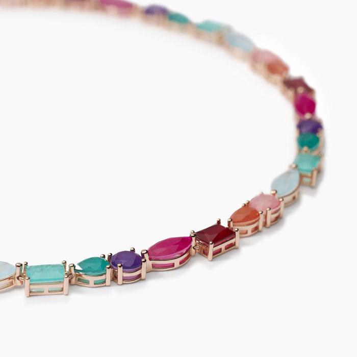 Collier ras du cou en pierres de fusion multicolores Santorini