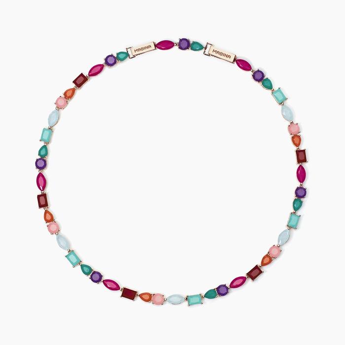 Collier ras du cou en pierres de fusion multicolores Santorini