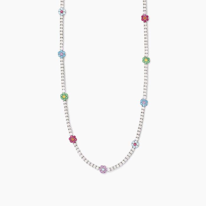 Collier ras du cou tennis avec éléments floraux Fior Fiore