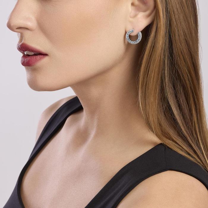 Boucles d'oreilles futuristes en aigue-marine et zircone