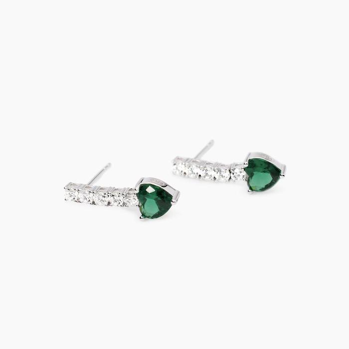 Boucles d'oreilles Tennis Club en émeraude synthétique et zircone