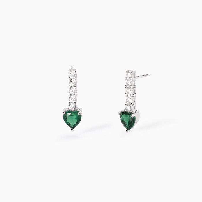 Boucles d'oreilles Tennis Club en émeraude synthétique et zircone