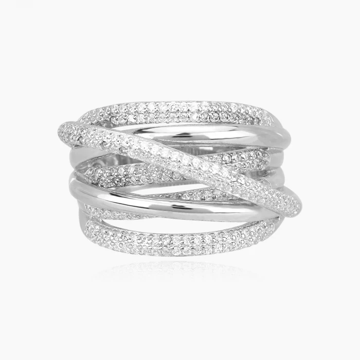 BAND RING WITH PAVÉ INTERLACES