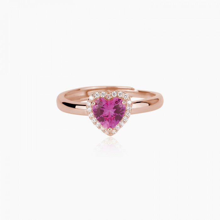 RING WITH TOURMALINE COLORED HEART